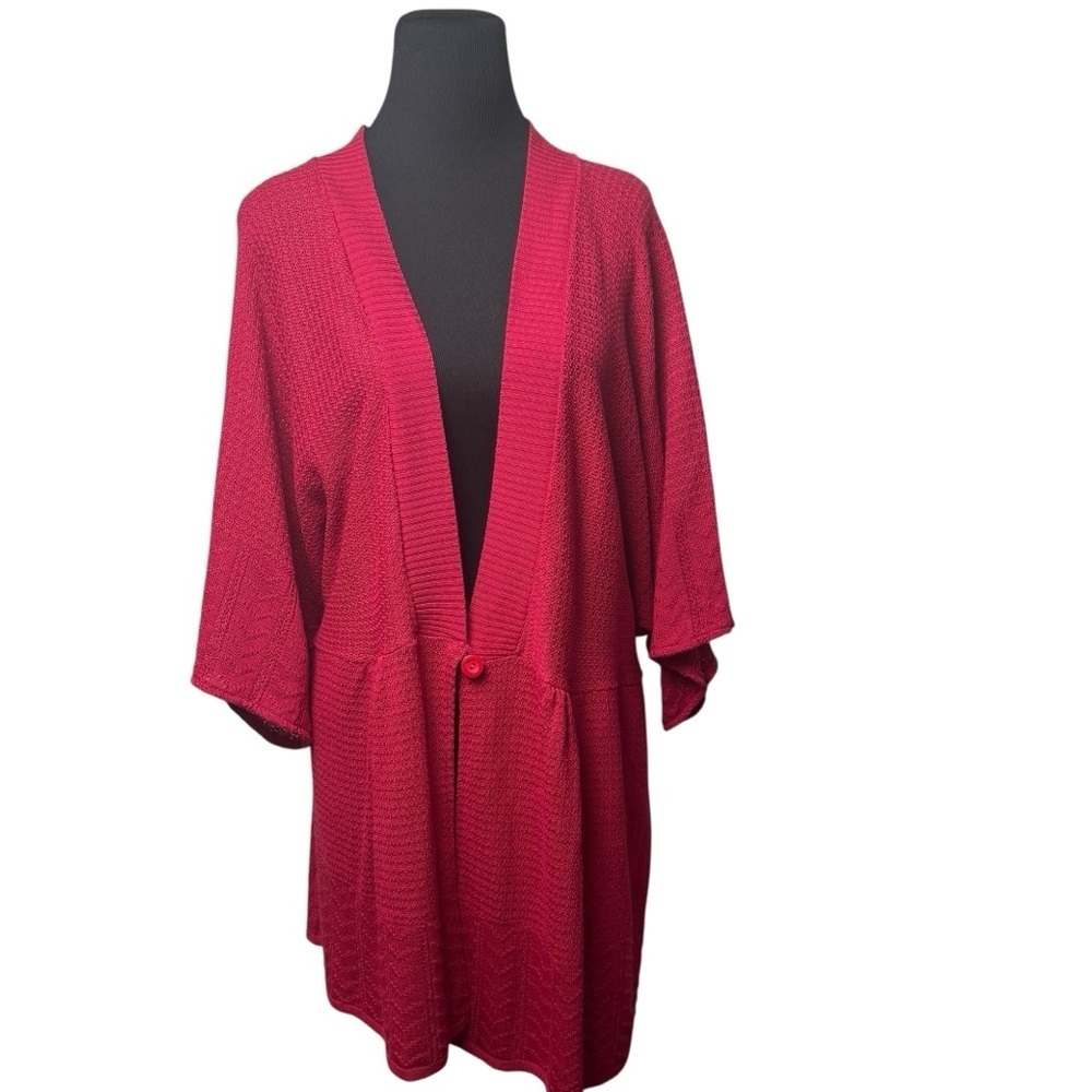 Liz & Me SZ 4X Pink Cardigan Sweater Textured Knit Boho Flowy Career Lightweight